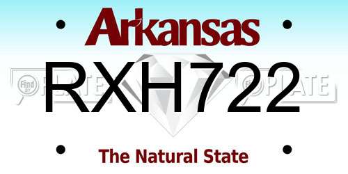 RXH722 Arkansas License Plate