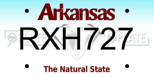 RXH727 Arkansas License Plate
