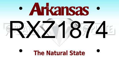 RXZ1874 Arkansas License Plate