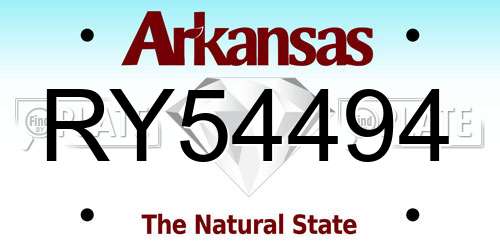 RY54494 Arkansas License Plate