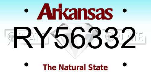 RY56332 Arkansas License Plate