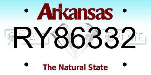 RY86332 Arkansas License Plate
