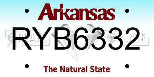 RYB6332 Arkansas License Plate