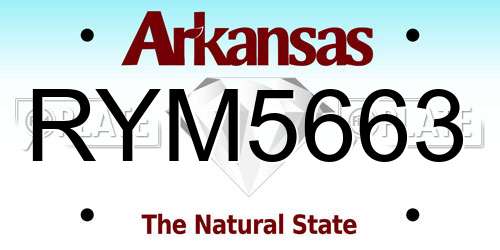 RYM5663 Arkansas License Plate