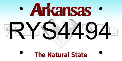 RYS4494 Arkansas License Plate