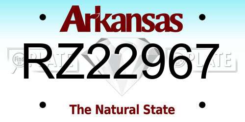 RZ22967 Arkansas License Plate