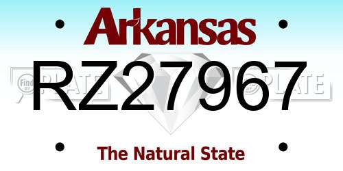 RZ27967 Arkansas License Plate