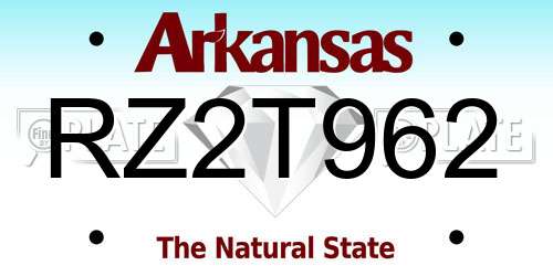 RZ2T962 Arkansas License Plate