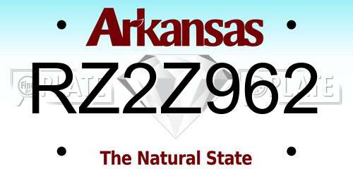 RZ2Z962 Arkansas License Plate