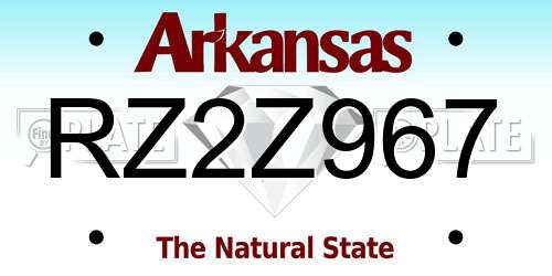 RZ2Z967 Arkansas License Plate