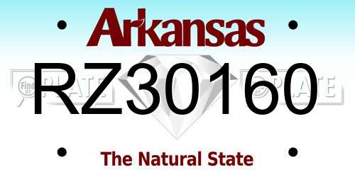 RZ30160 Arkansas License Plate