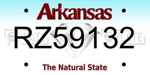 RZ59132 Arkansas License Plate