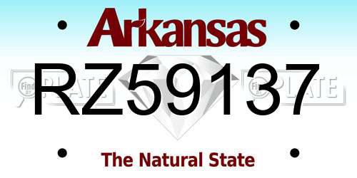 RZ59137 Arkansas License Plate