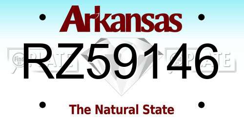 RZ59146 Arkansas License Plate