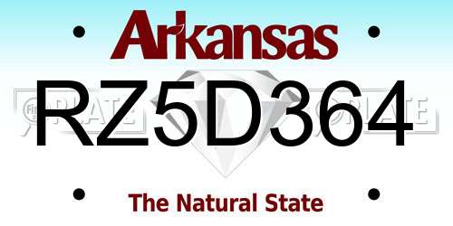 RZ5D364 Arkansas License Plate