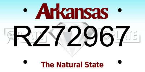RZ72967 Arkansas License Plate