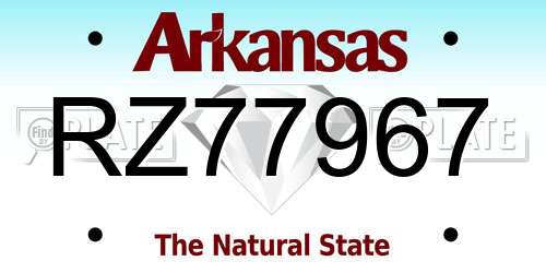 RZ77967 Arkansas License Plate