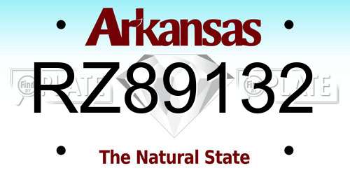 RZ89132 Arkansas License Plate