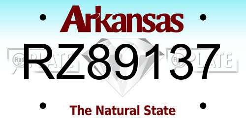 RZ89137 Arkansas License Plate