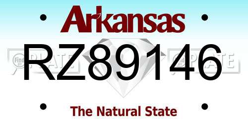 RZ89146 Arkansas License Plate