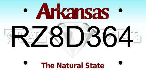 RZ8D364 Arkansas License Plate