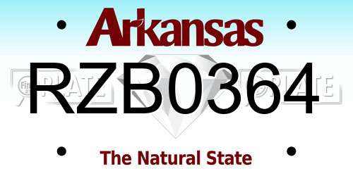 RZB0364 Arkansas License Plate