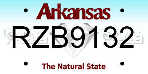 RZB9132 Arkansas License Plate