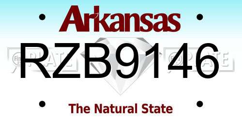 RZB9146 Arkansas License Plate