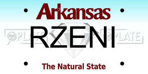RZENI Arkansas License Plate