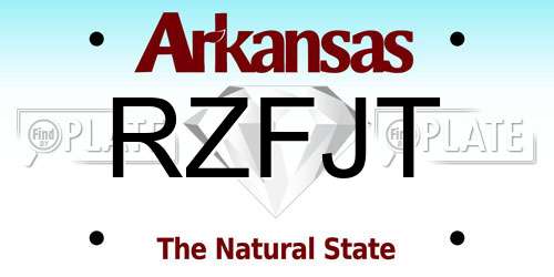 RZFJT Arkansas License Plate