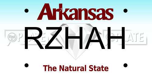 RZHAH Arkansas License Plate