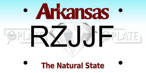RZJJF Arkansas License Plate
