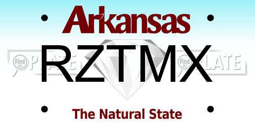 RZTMX Arkansas License Plate