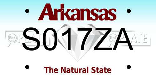 S017ZA Arkansas License Plate