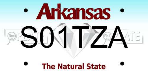 S01TZA Arkansas License Plate
