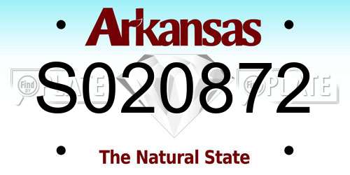 S020872 Arkansas License Plate