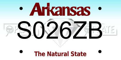 S026ZB Arkansas License Plate