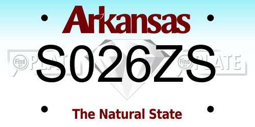 S026ZS Arkansas License Plate