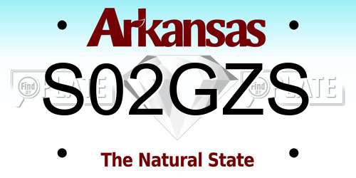 S02GZS Arkansas License Plate