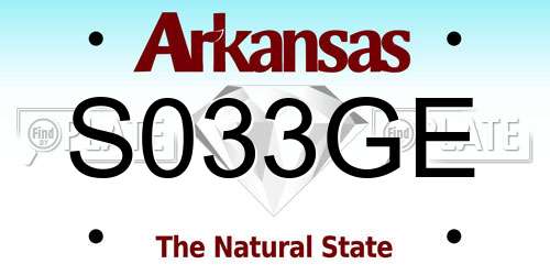 S033GE Arkansas License Plate