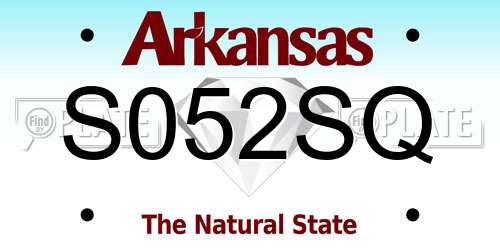 S052SQ Arkansas License Plate