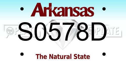 S0578D Arkansas License Plate