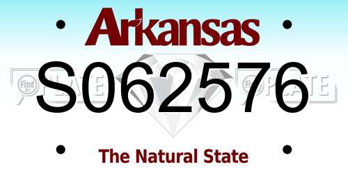 S062576 Arkansas License Plate