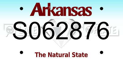 S062876 Arkansas License Plate