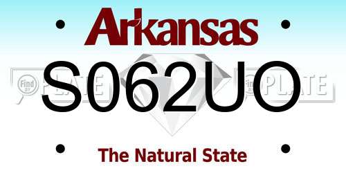 S062UO Arkansas License Plate