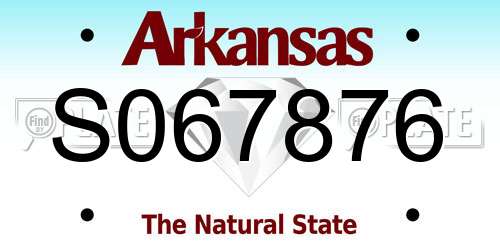 S067876 Arkansas License Plate