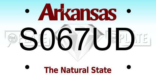 S067UD Arkansas License Plate