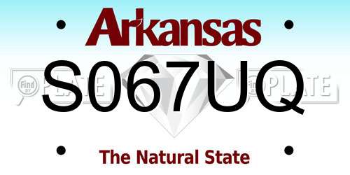 S067UQ Arkansas License Plate