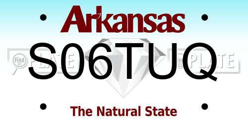 S06TUQ Arkansas License Plate