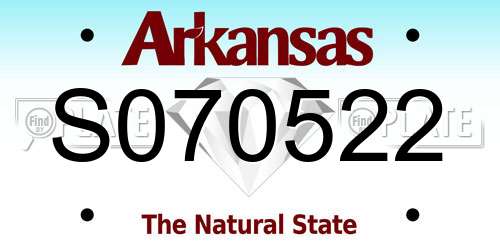 S070522 Arkansas License Plate
